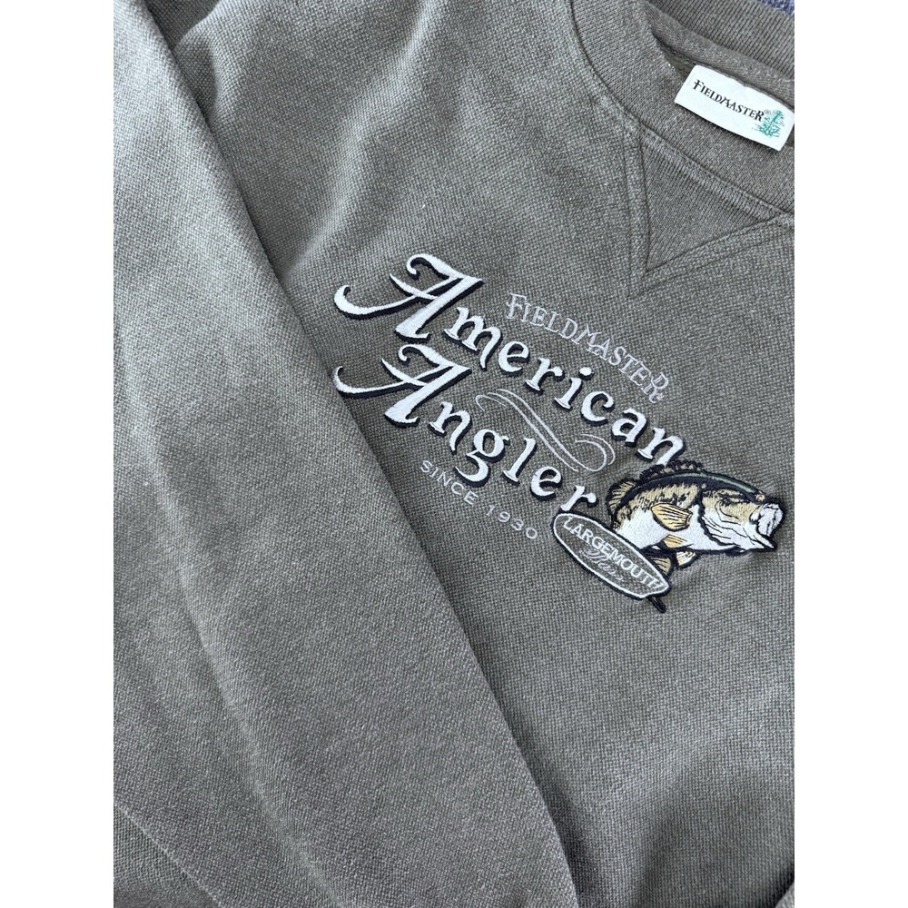 Fieldmaster American Angler Fishing Sweatshirt Green Gray Large